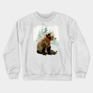 Watercolor grizzly bear sitting Crewneck Sweatshirt